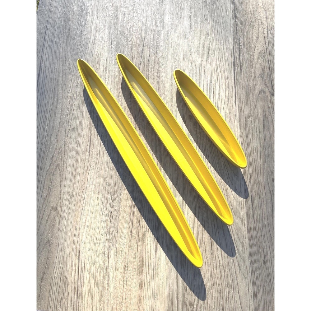 MCM Olive Boat Tray Melamine Melmac Yellow Set of 3